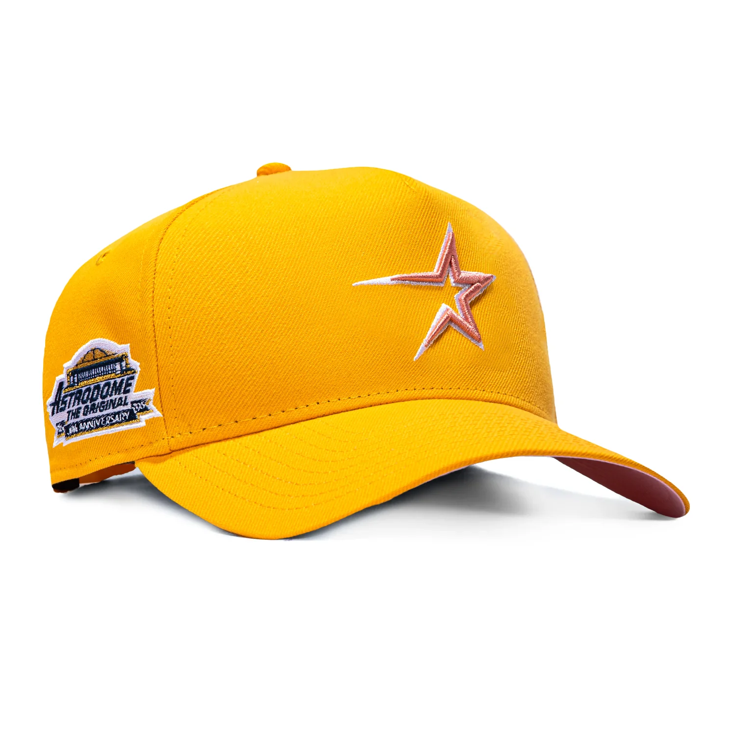 New Era 9Forty A-Frame Pink Lemonade Houston Astros 45th Anniversary Patch Pink UV Snapback Hat - Gold