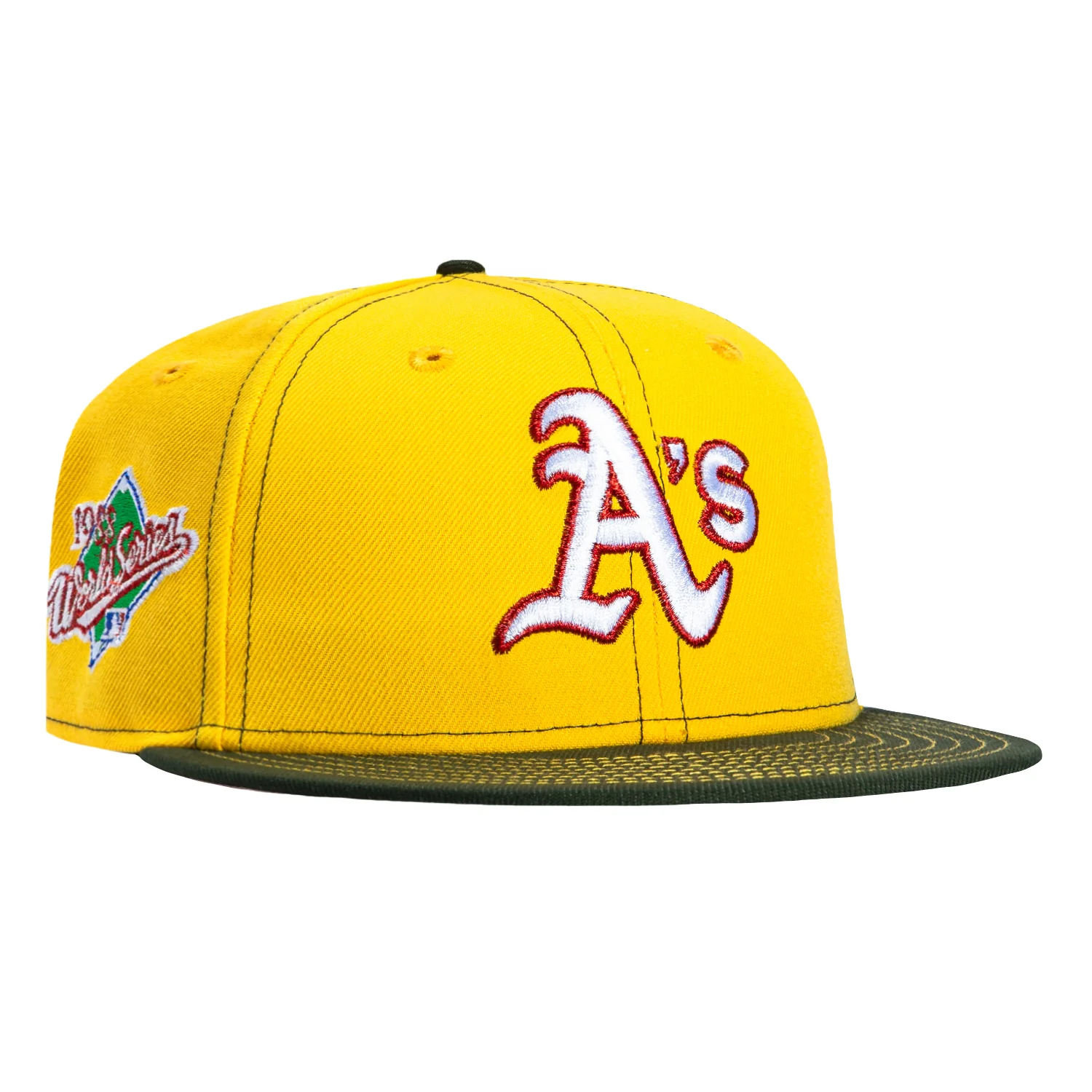 New Era 59Fifty Oakland Athletics 1988 World Series Patch Pink UV Hat - Gold, Green
