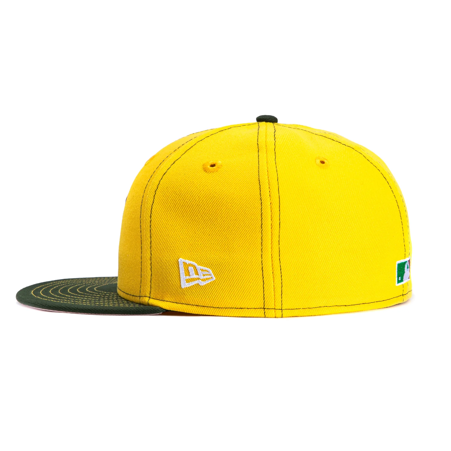 New Era 59Fifty Oakland Athletics 1988 World Series Patch Pink UV Hat - Gold, Green - Image 3