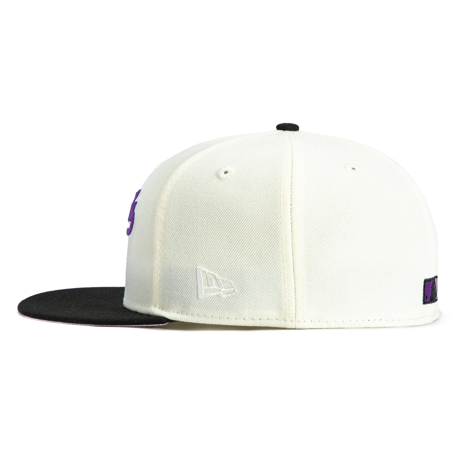 New Era 59Fifty Arizona Diamondbacks 2001 World Series Patch Script Pink UV Hat - White, Black, Purple - Image 3
