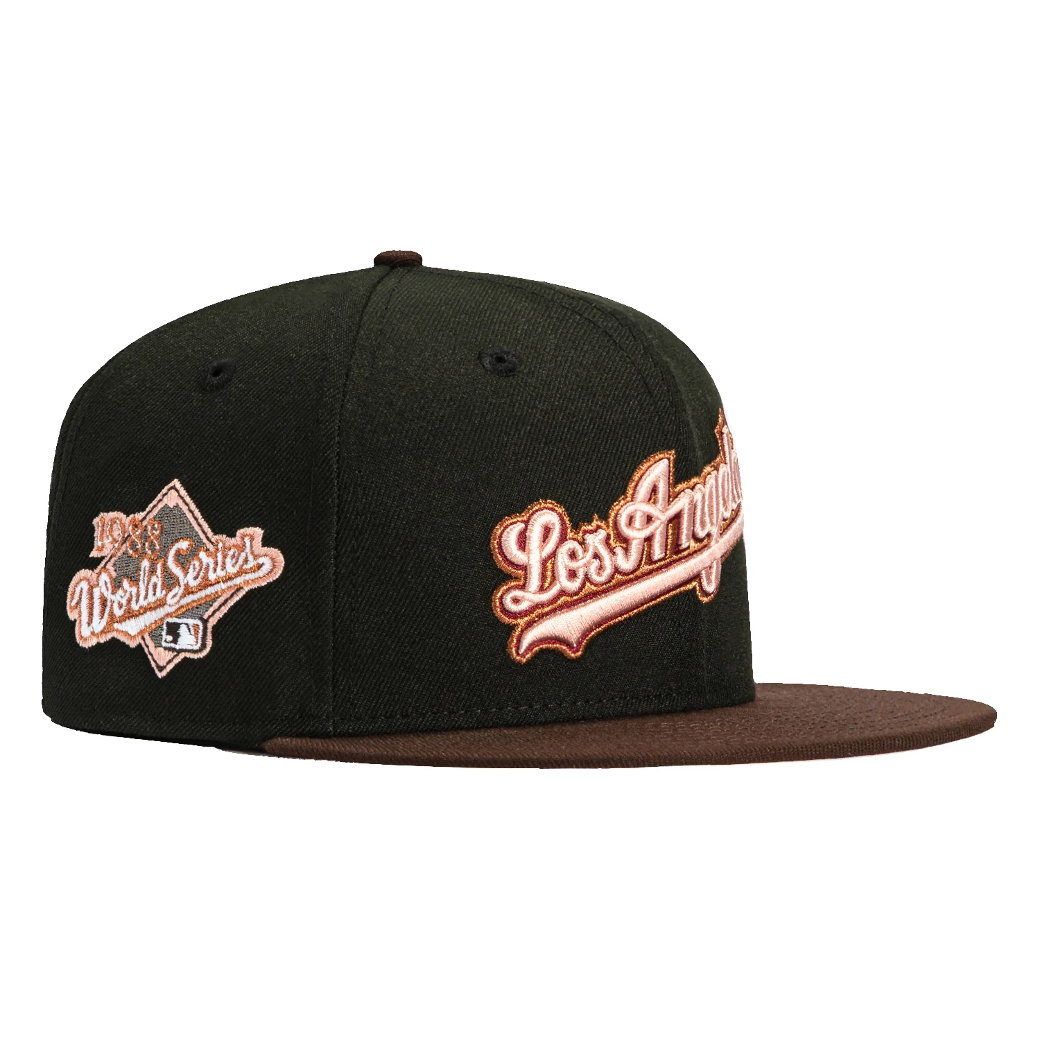 New Era 59Fifty Los Angeles Dodgers 1988 World Series Patch Script Hat - Black, Brown, Metallic Copper
