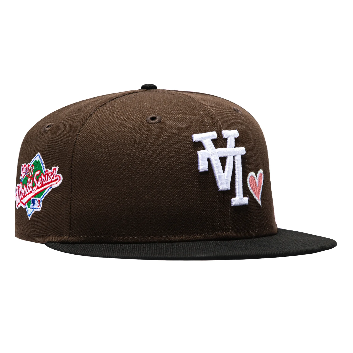 New Era 59Fifty Los Angeles Dodgers 1988 World Series Patch Upside Down Heart Pink UV Hat - Brown, Black