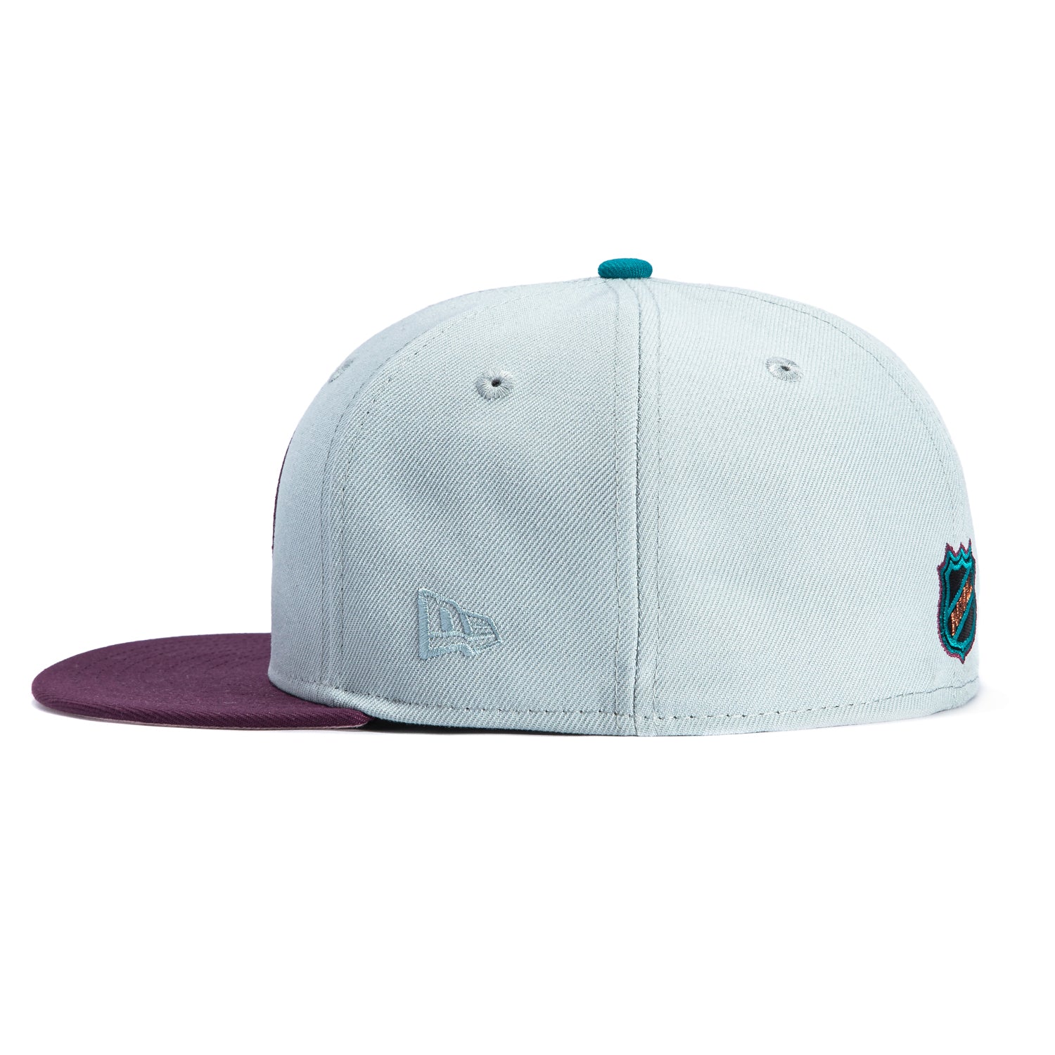 New Era 59Fifty Anaheim Ducks 2003 Stanley Cup Patch Alternate Pink UV Hat - Grey, Maroon - Image 3