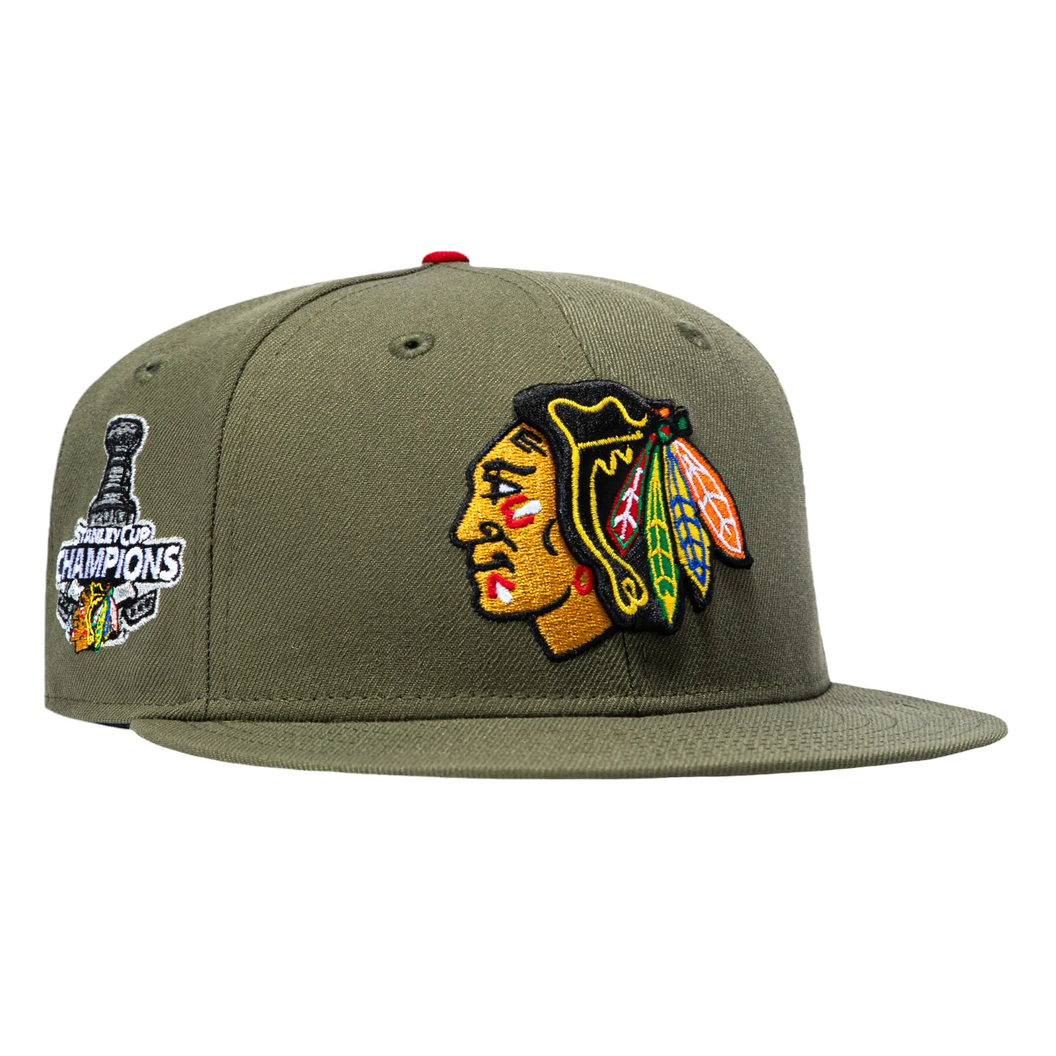 New Era 59Fifty Chicago Blackhawks 2010 Stanley Cup Patch Hat - Olive