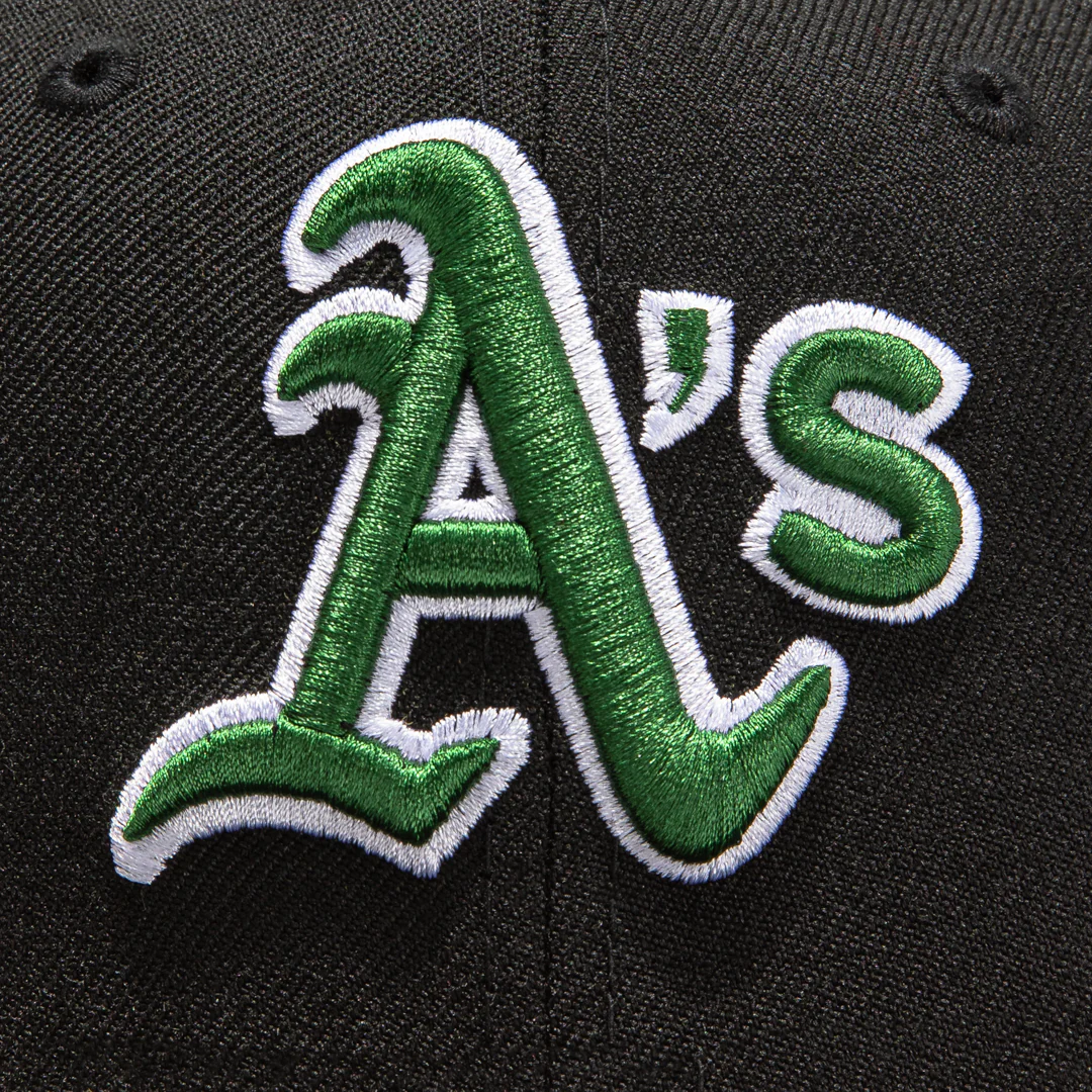 New Era 59Fifty Retro On-Field Oakland Athletics Hat - Black, Green, White - Image 4