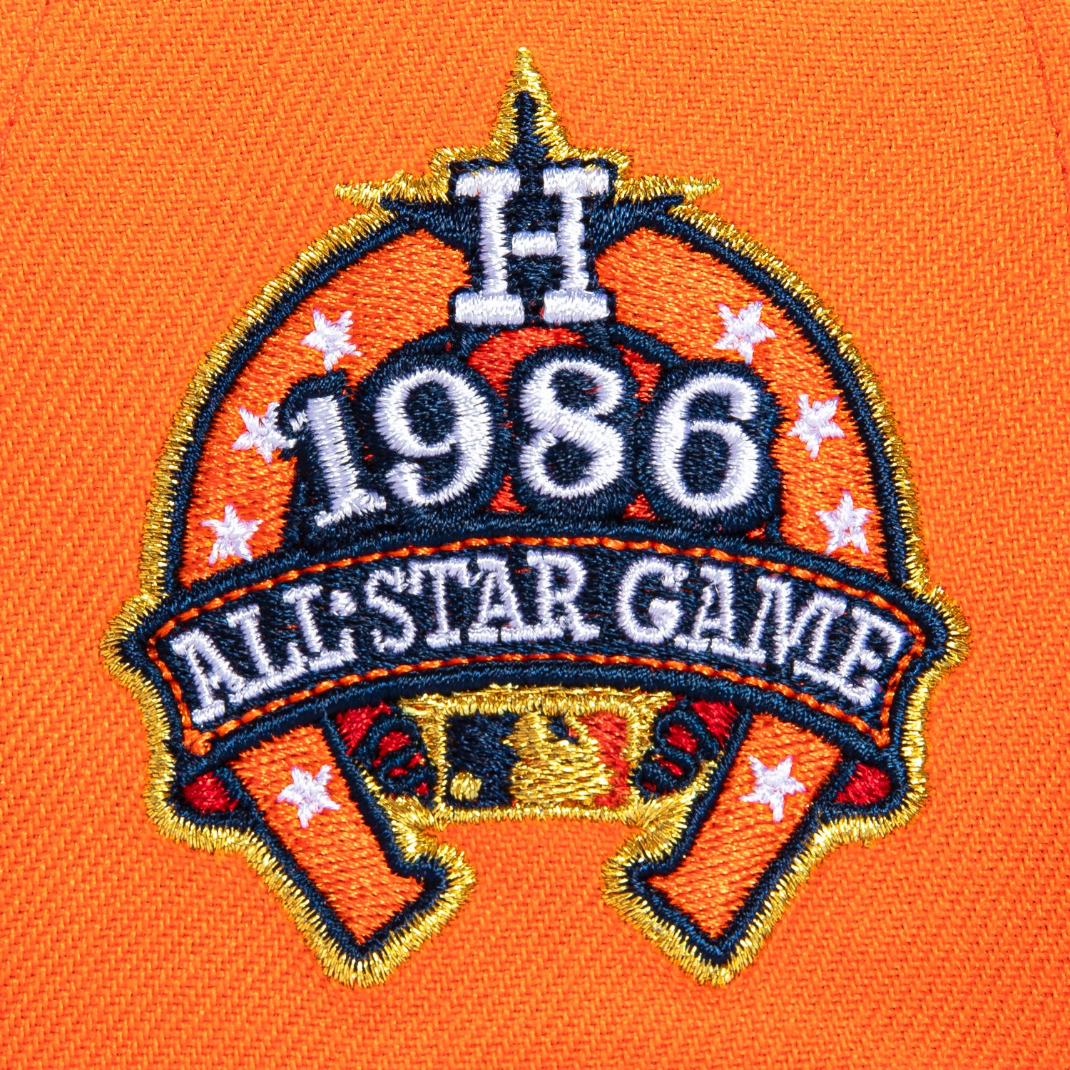 New Era 59Fifty Houston Astros 1986 All Star Game Patch Rail Word Hat - White, Orange, Navy - Image 5