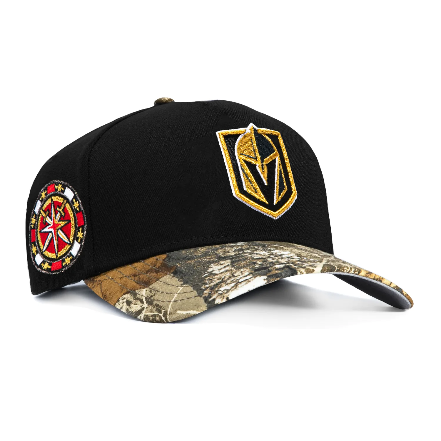 New Era 9Forty A-Frame Realtree Visor Vegas Golden Knights Chip Patch Shield Snapback Hat - Black, Realtree