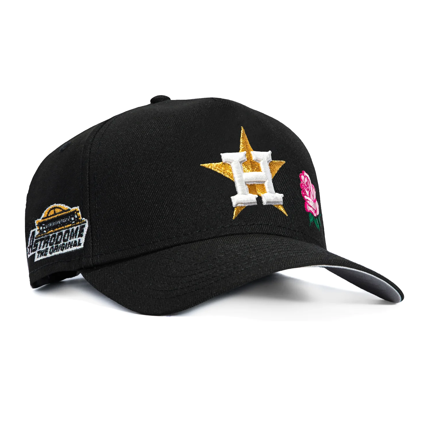 New Era 9Forty A-Frame Houston Astros Astrodome Patch Rose Snapback Hat - Black, Pink