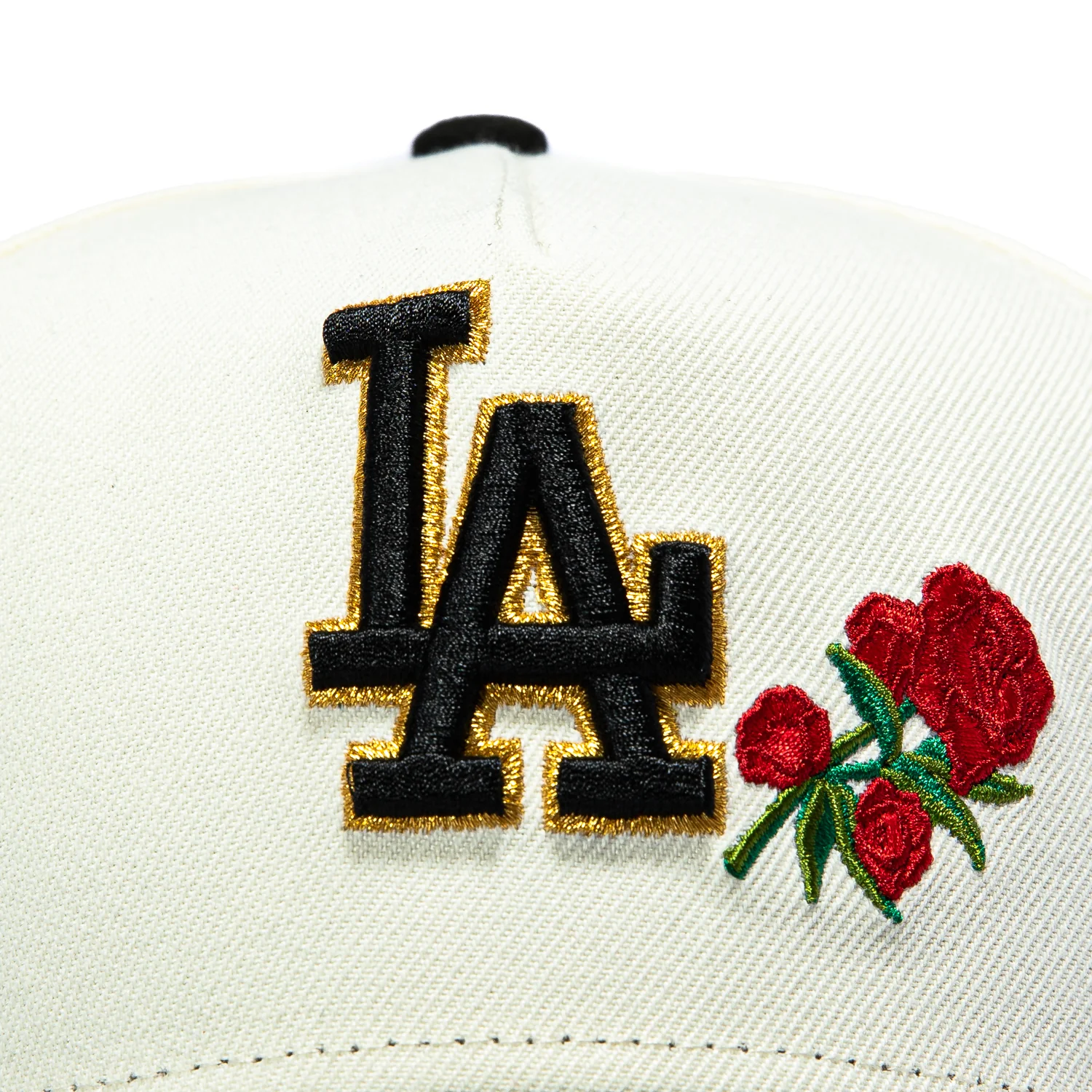 New Era 9Forty A-Frame Rose Los Angeles Dodgers 40th Anniversary Patch Snapback Hat - White, Black - Image 3