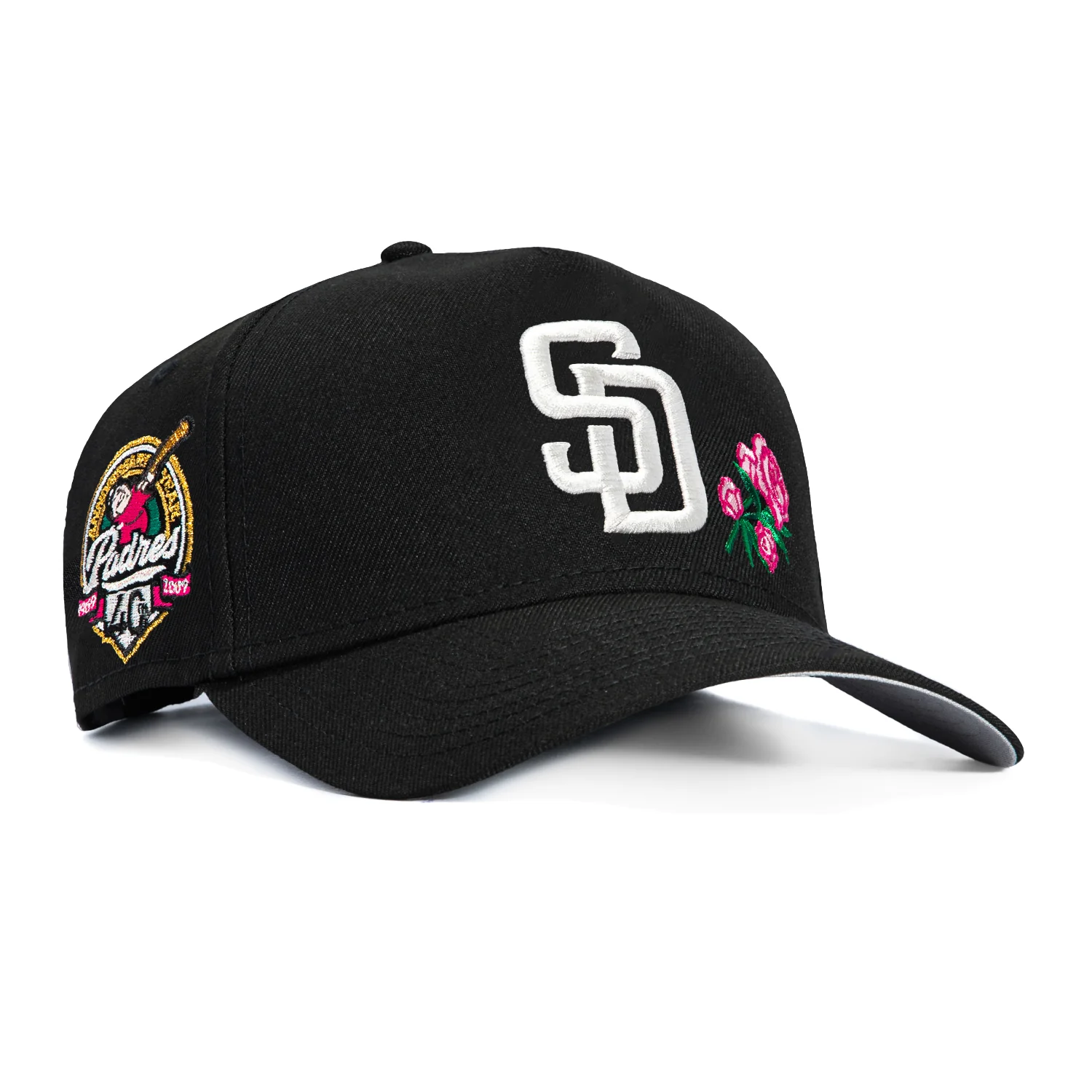 New Era 9Forty A-Frame San Diego Padres 40th Anniversary Patch Rose Snapback Hat - Black, Pink