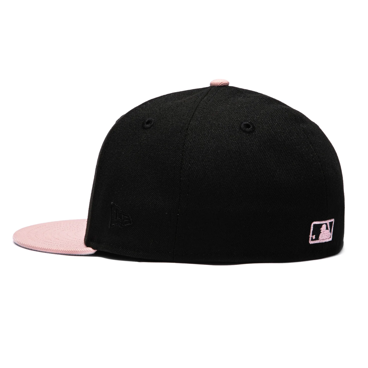 New Era 59Fifty Pink Rouge Los Angeles Dodgers 2025 World Series Champions Patch Script Hat - Black, Pink - Image 3