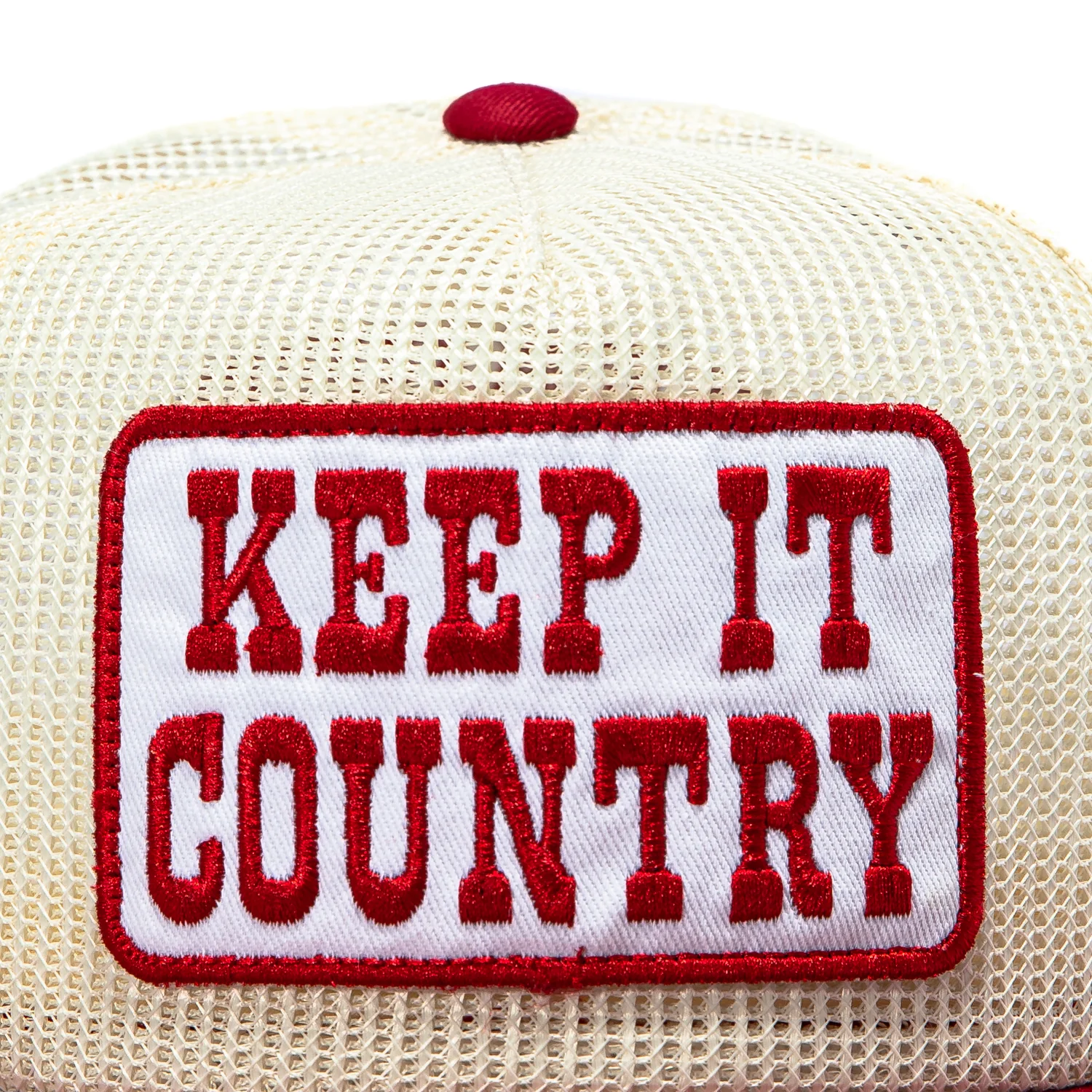 Seager Keep It Country Snapback Trucker Mesh Hat - White, Red - Image 3