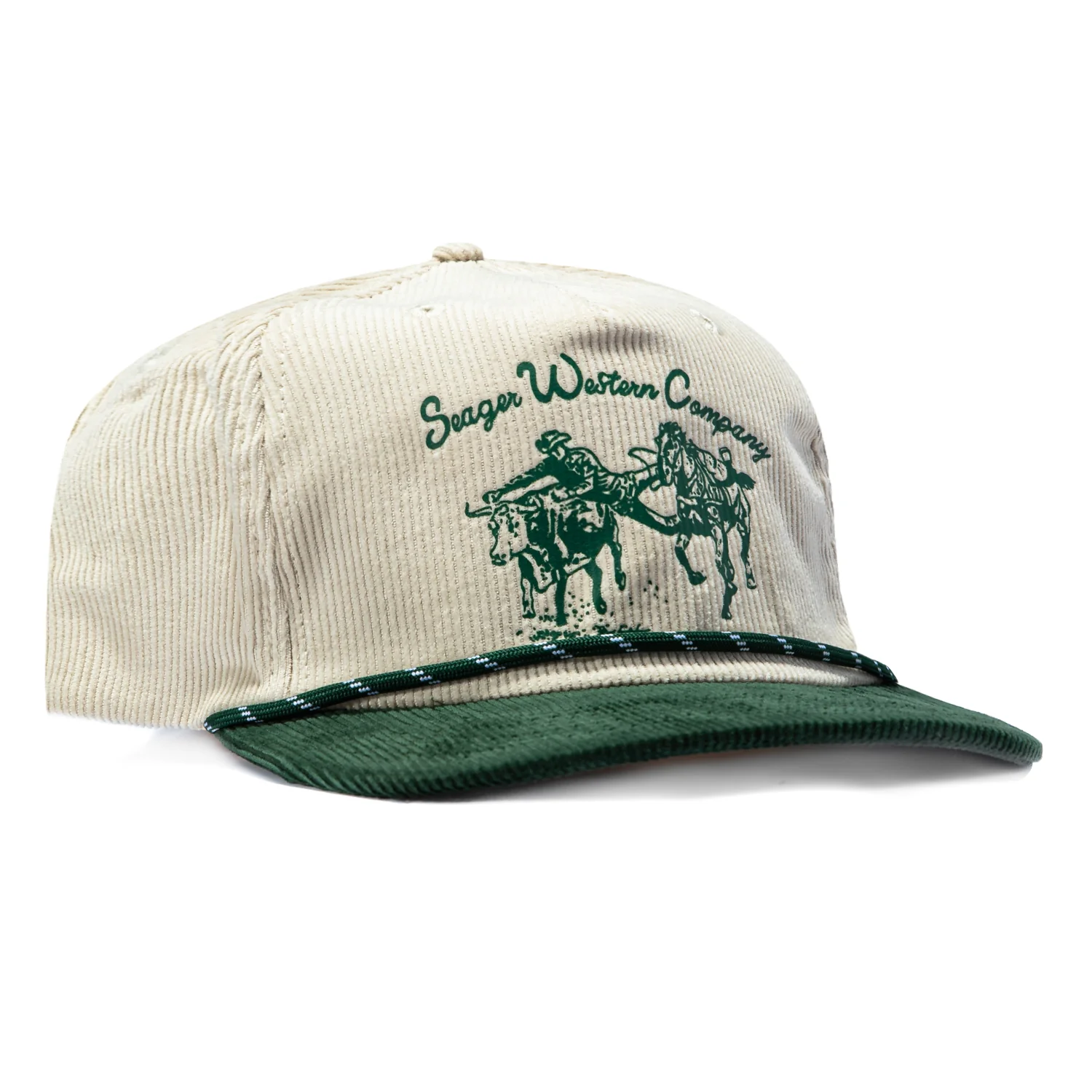 Seager Los Rios Corduroy Snapback Hat - Tan, Green