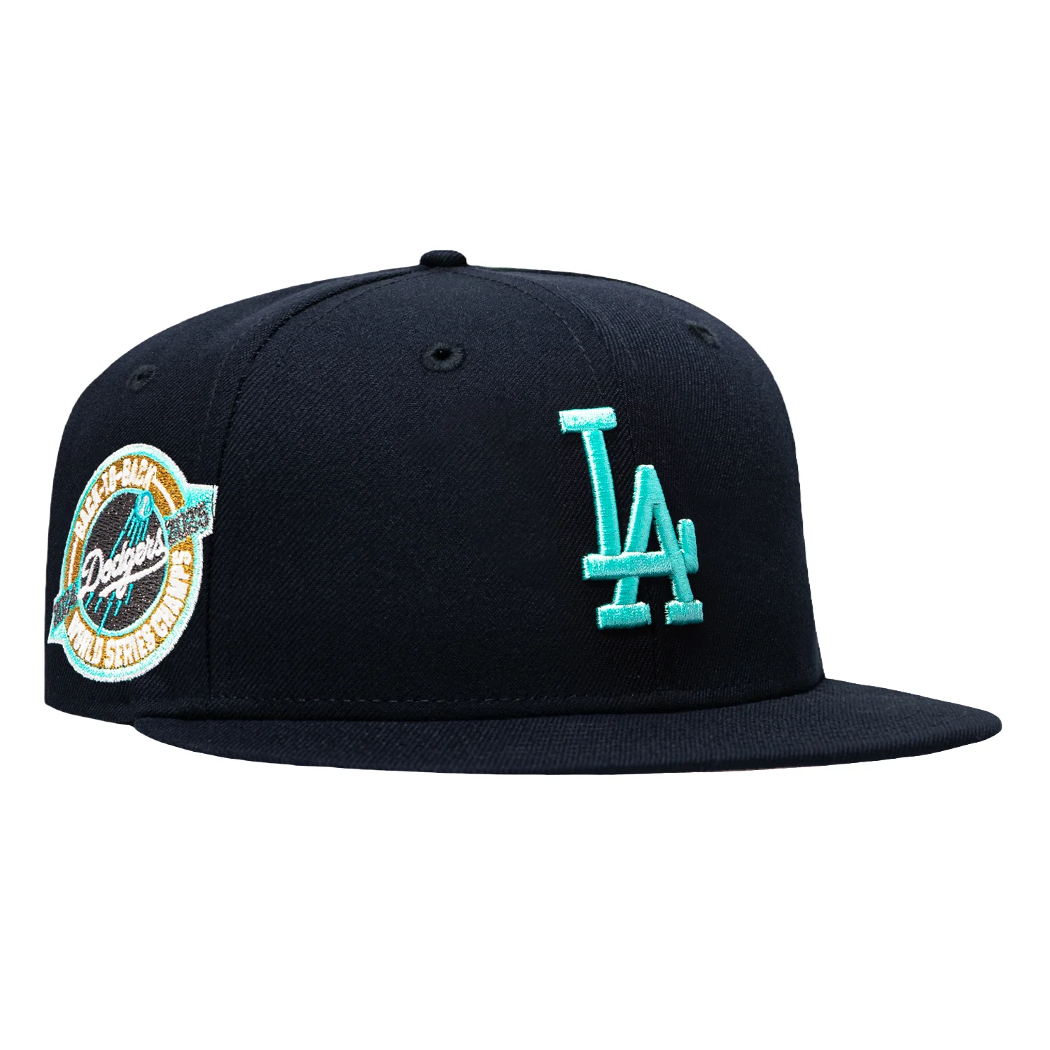 New Era 59Fifty Los Angeles Dodgers 2025 World Series Patch Sea Glass UV Hat - Navy