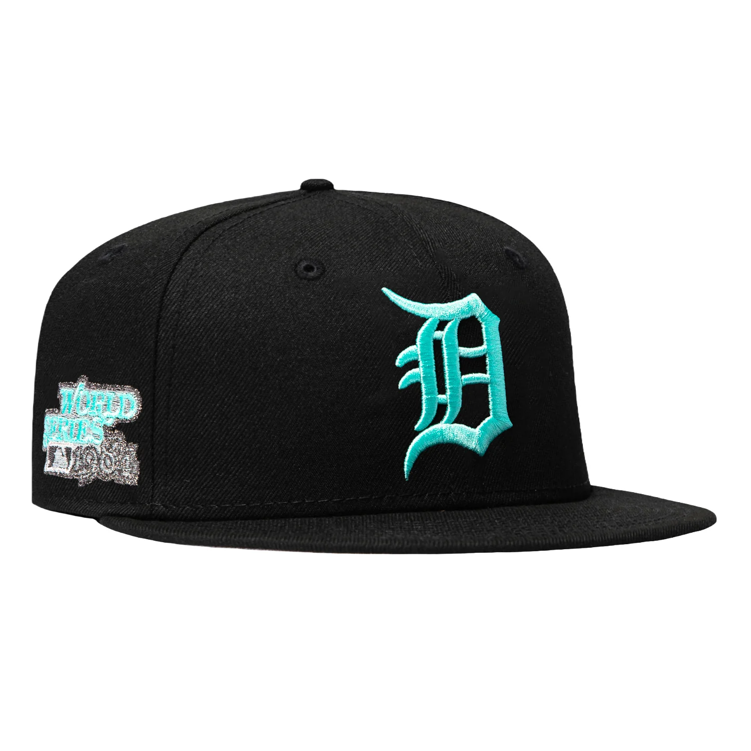 New Era 59Fifty Detroit Tigers 1984 World Series Patch Sea Glass UV Hat - Black