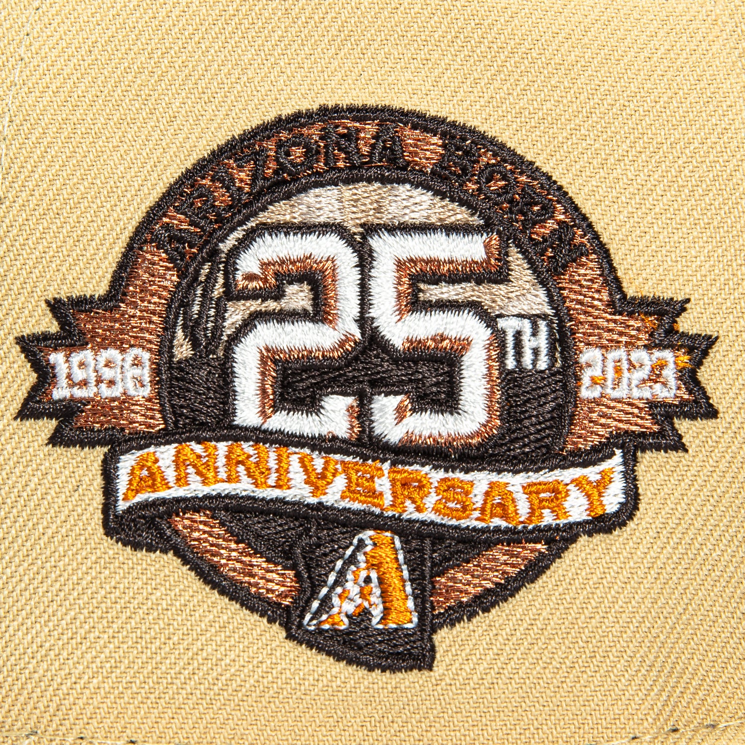 New Era 59Fifty Sepia Arizona Diamondbacks 25th Anniversary Patch Script Hat - Tan, Khaki - Image 5
