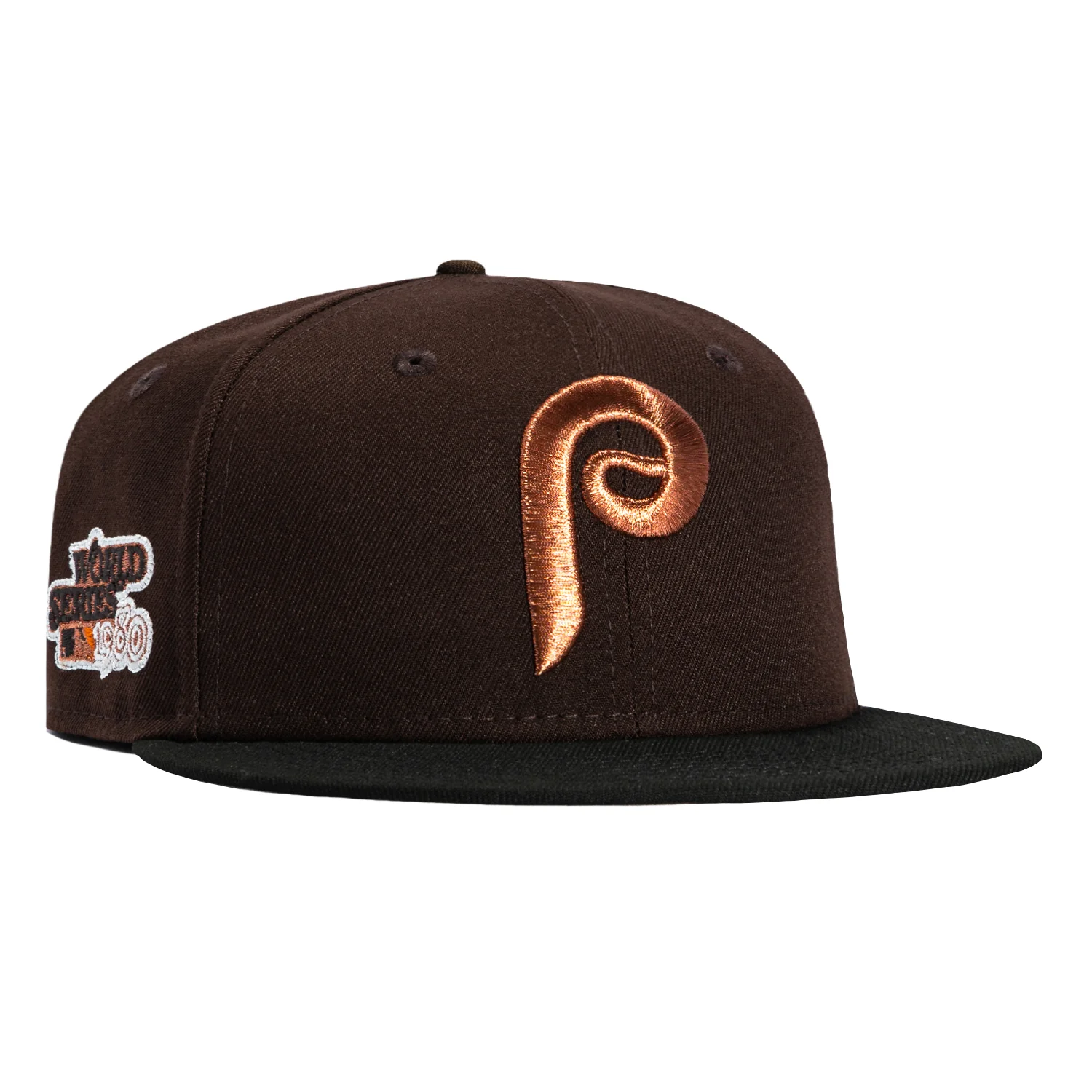 New Era 59Fifty Sepia Philadelphia Phillies 1980 World Series Patch Hat - Brown, Black