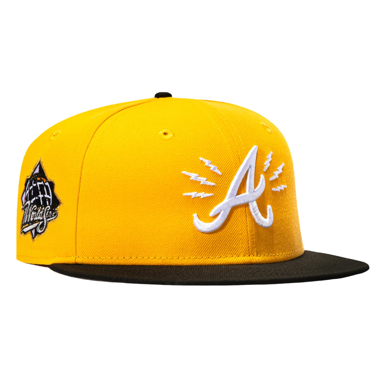 New Era 59Fifty Slayer Atlanta Braves 1999 World Series Patch Bolt Hat - Gold, Black