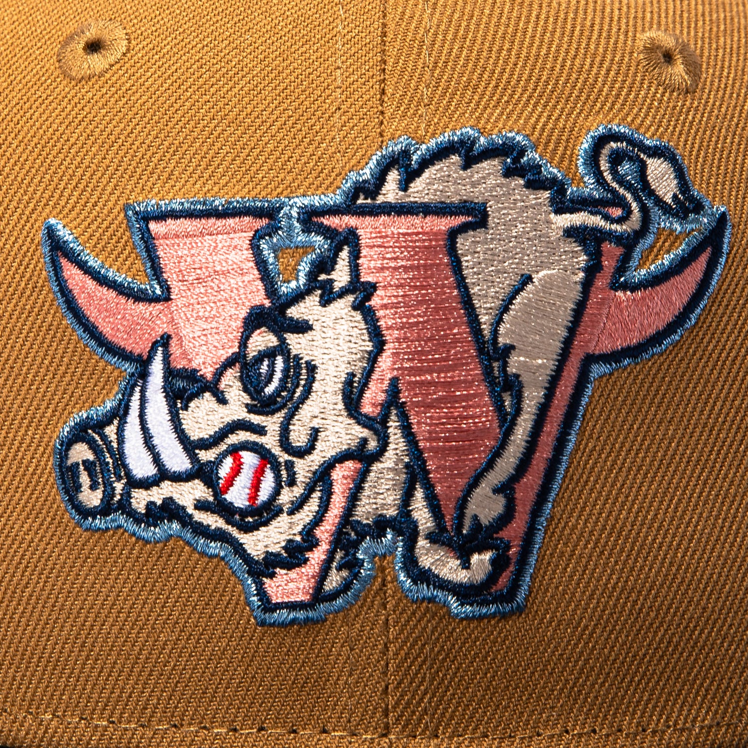 New Era 59Fifty Slayer Winston Salem Dash Wart Hogs Light Blue UV Hat - Khaki, Navy - Image 4