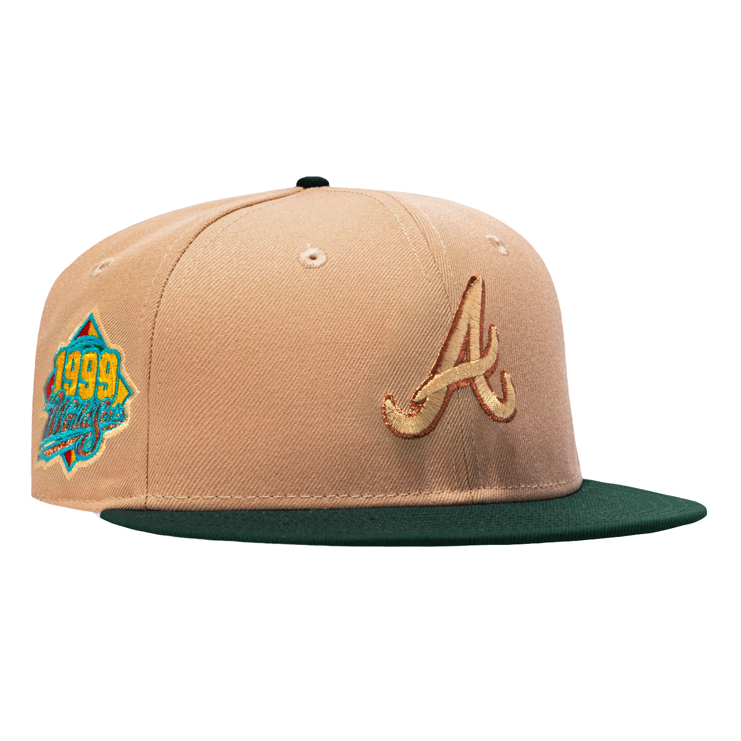 New Era 59Fifty Atlanta Braves 1999 World Series Patch Hat - Tan, Green