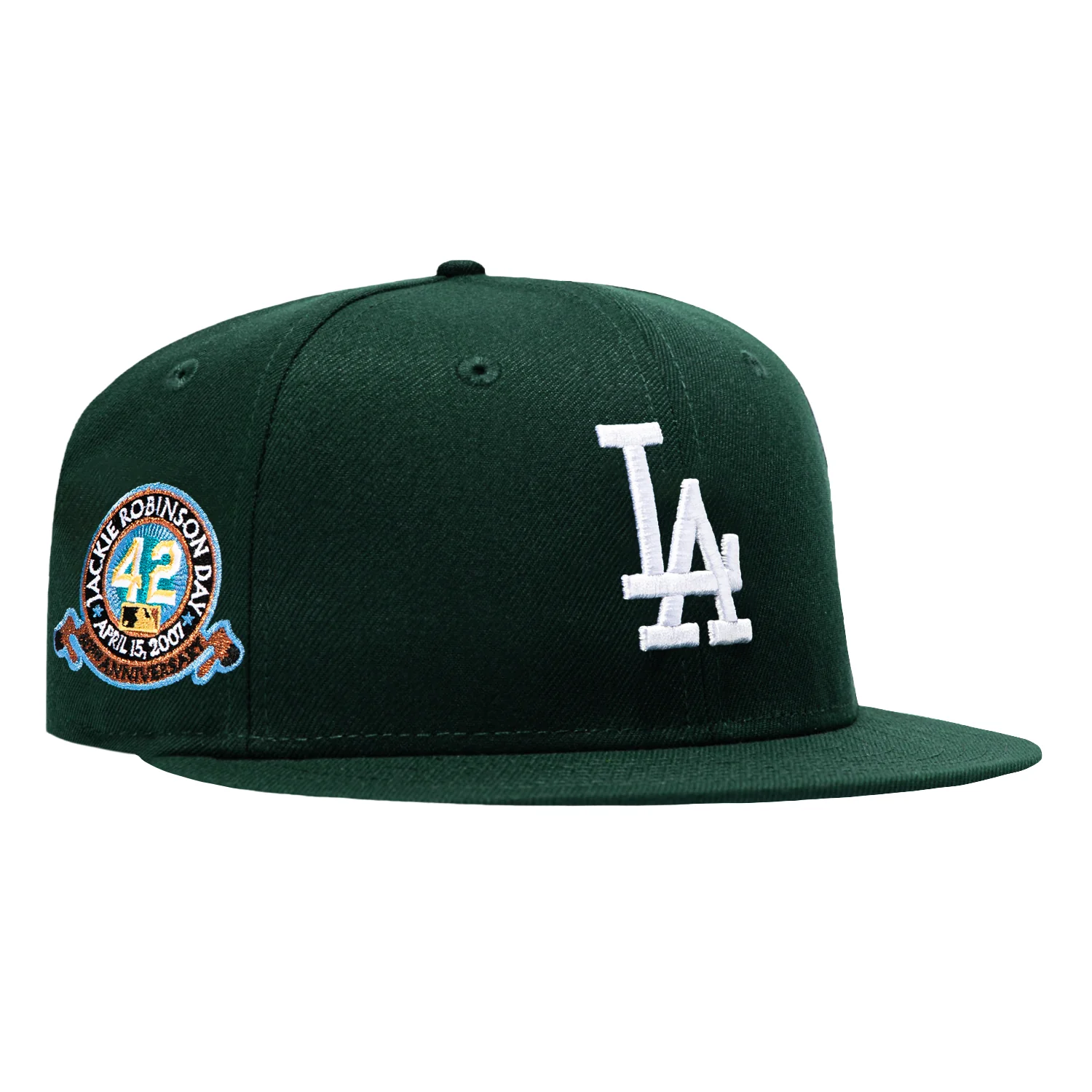 New Era 59Fifty Los Angeles Dodgers Jackie Robinson 42 Patch Light Blue UV Hat - Green