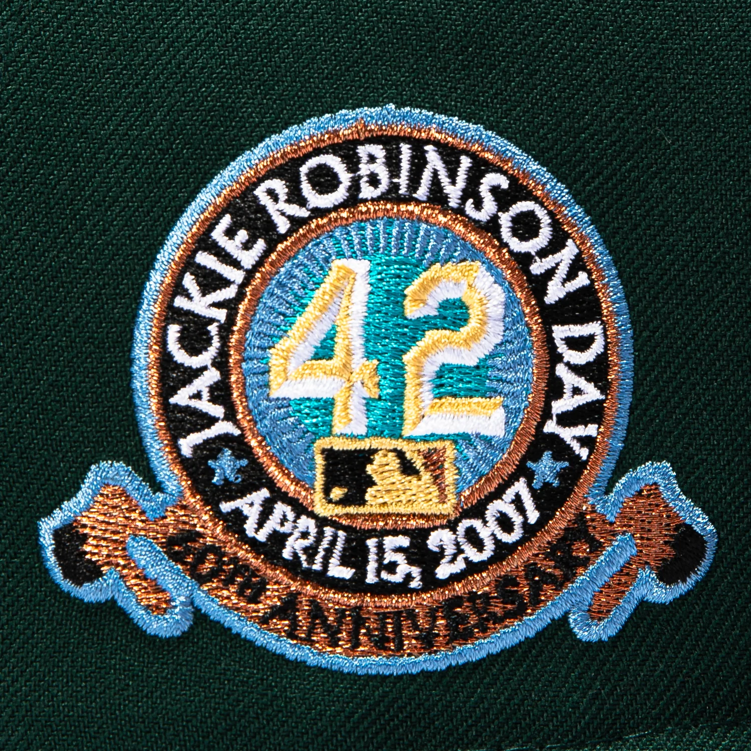 New Era 59Fifty Los Angeles Dodgers Jackie Robinson 42 Patch Light Blue UV Hat - Green - Image 5