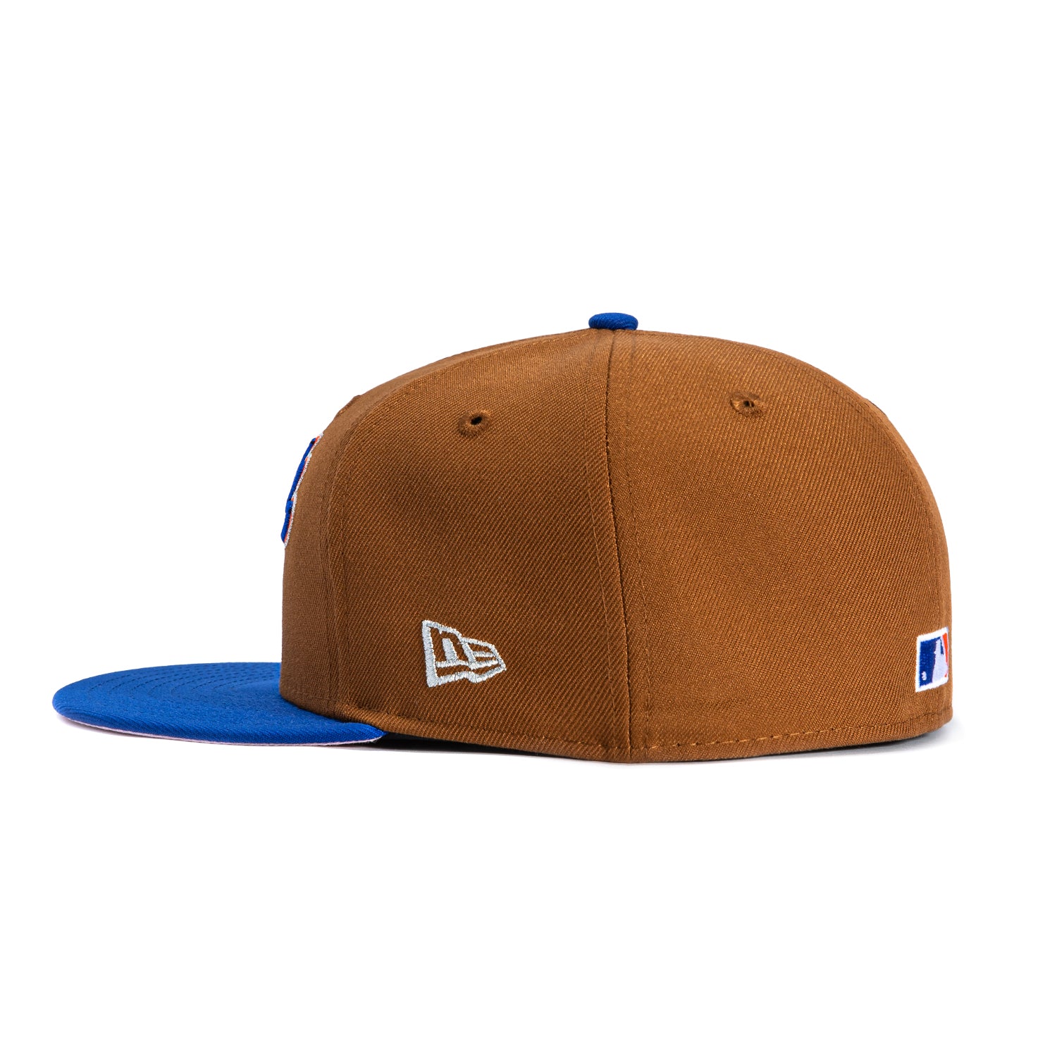 New Era 59Fifty Toasted Peanut New York Mets 1969 World Series Patch Script Pink UV Hat - Khaki, Royal - Image 3