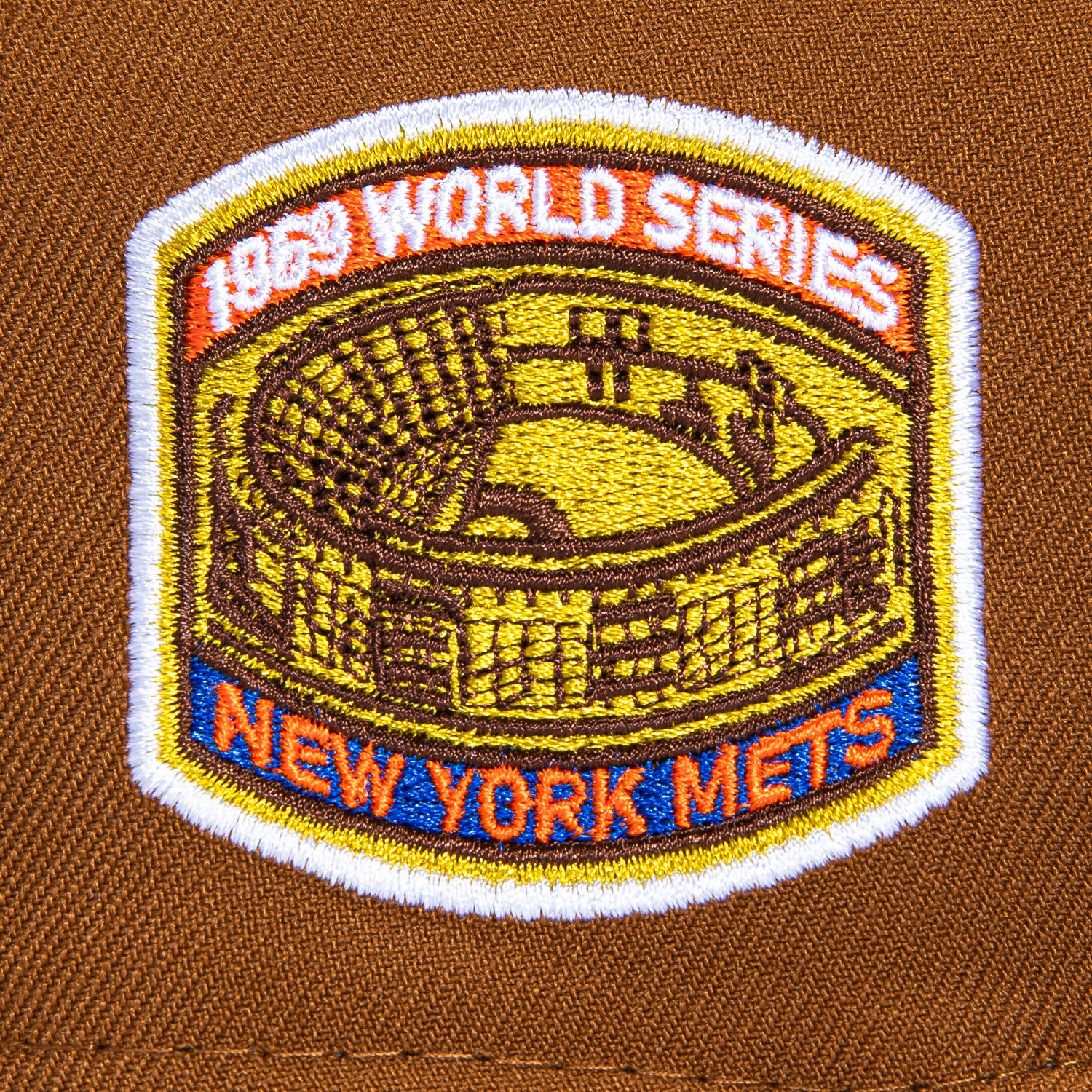 New Era 59Fifty Toasted Peanut New York Mets 1969 World Series Patch Script Pink UV Hat - Khaki, Royal - Image 5