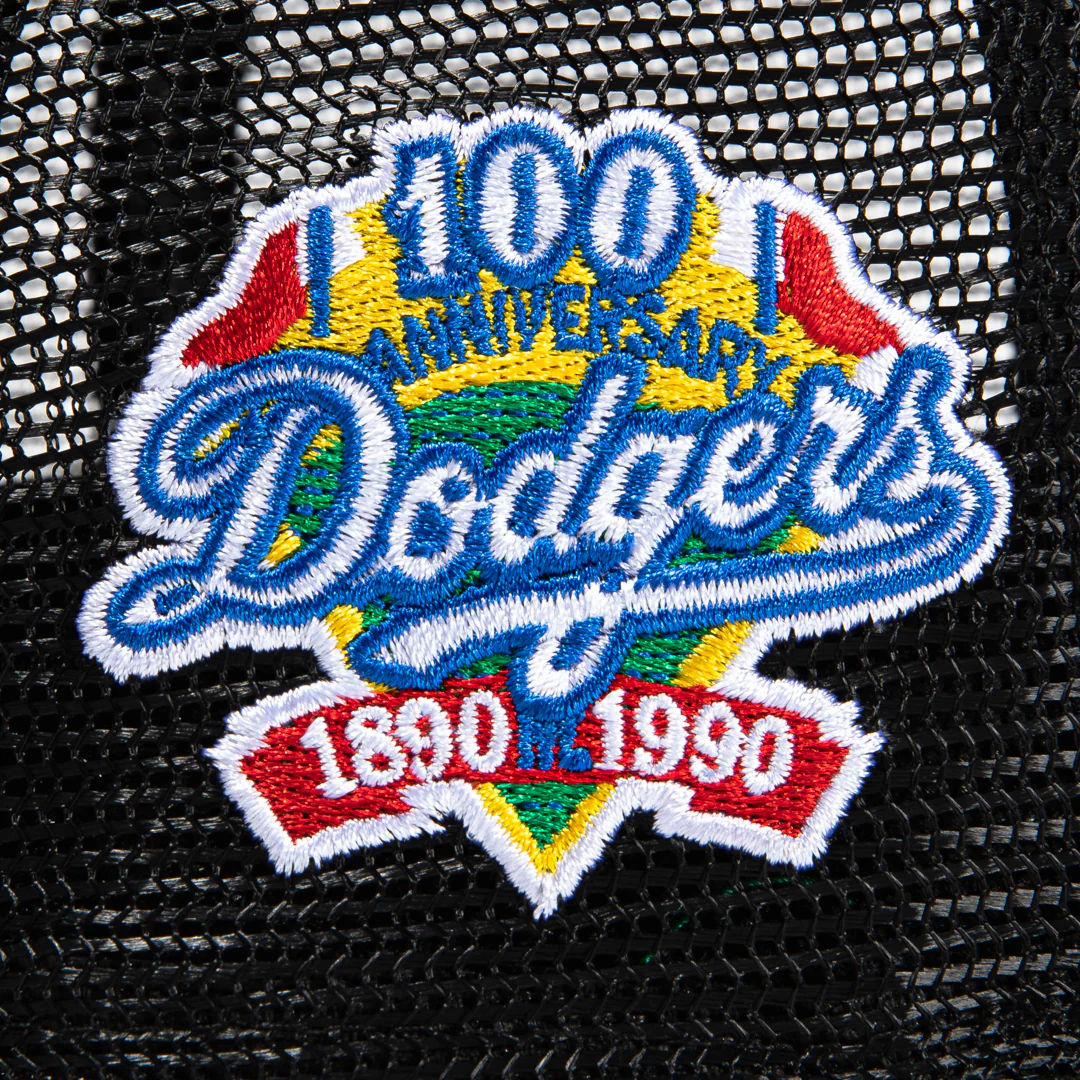 New Era 59Fifty Black Dome Los Angeles Dodgers 100th Anniversary Patch Trucker Hat - Black - Image 5