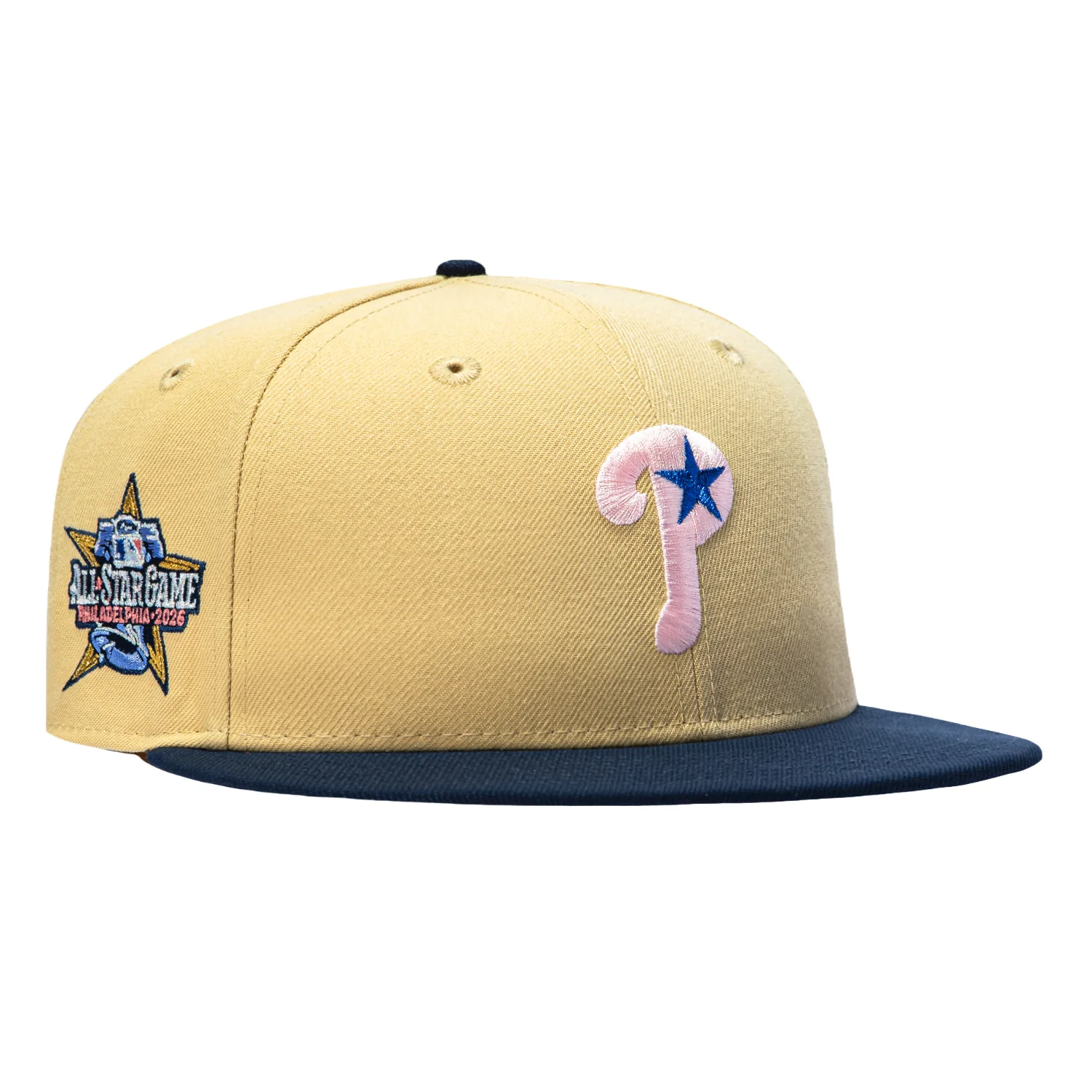 New Era 59Fifty Ante Up Philadelphia Phillies 2026 All Star Game Patch Alternate Hat - Tan, Navy