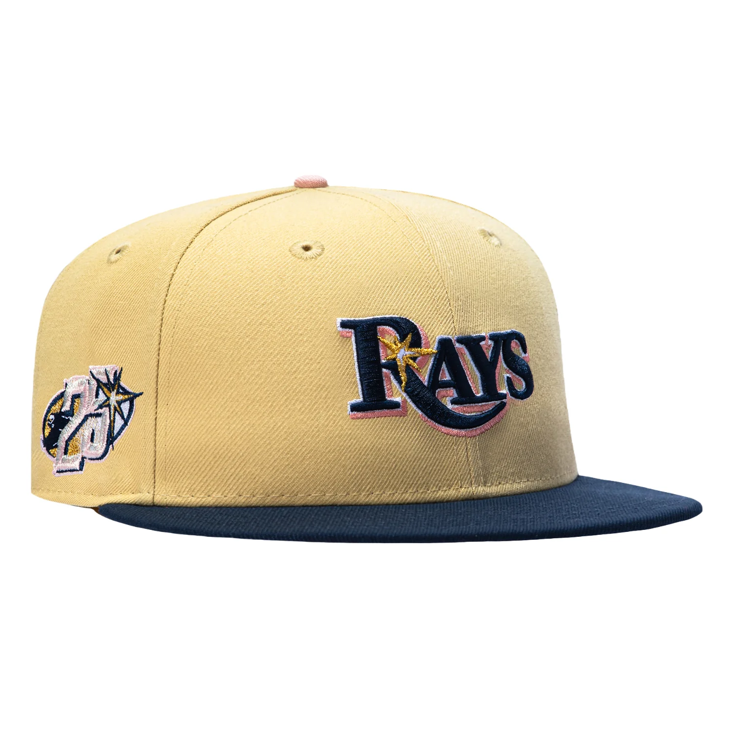 New Era 59Fifty Ante Up Tampa Bay Rays 25th Anniversary Patch Word Hat - Tan, Navy