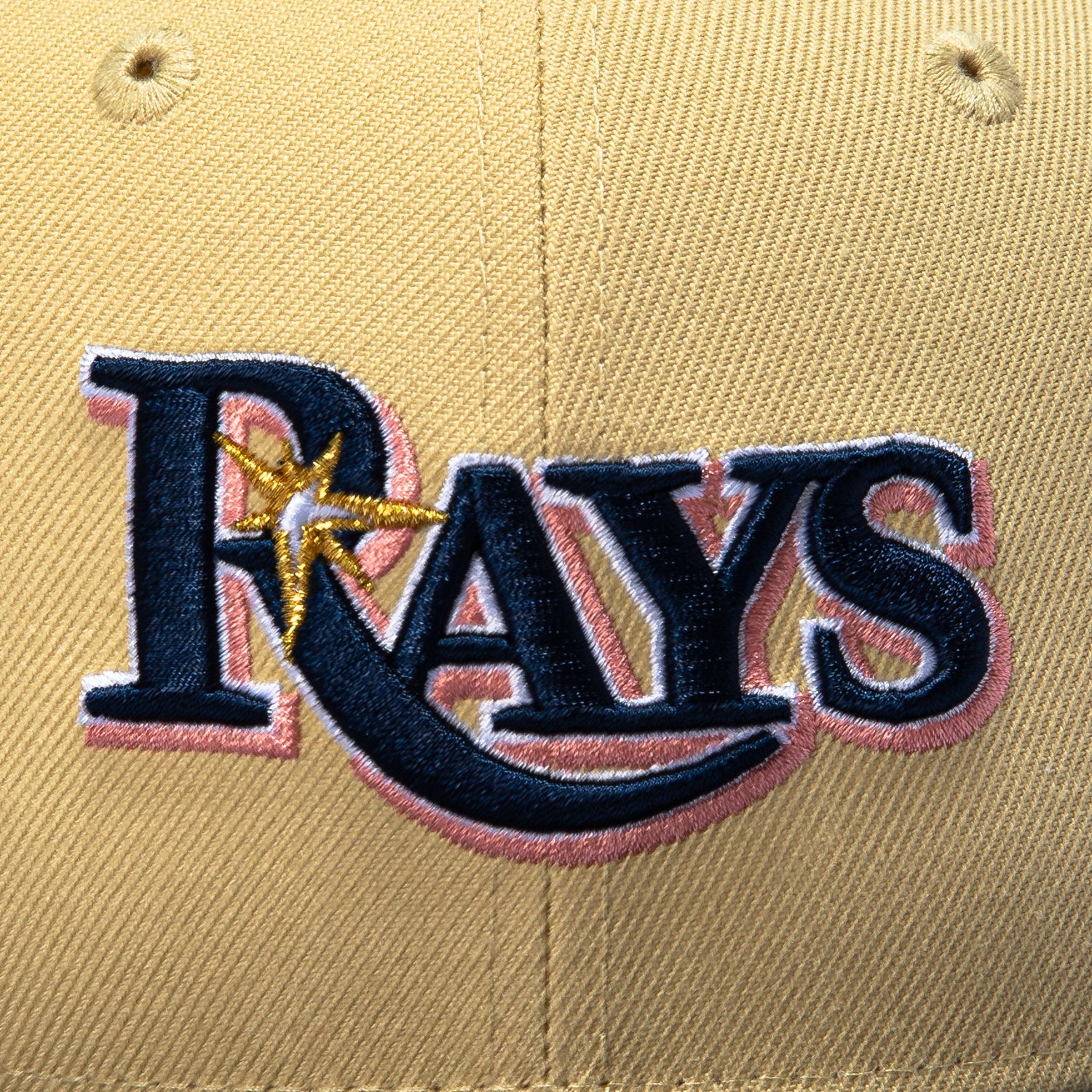 New Era 59Fifty Ante Up Tampa Bay Rays 25th Anniversary Patch Word Hat - Tan, Navy - Image 4