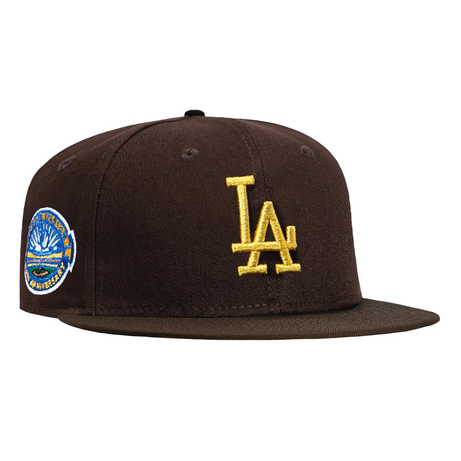 New Era 59Fifty Gold Rush Los Angeles Dodgers 50th Anniversary Stadium Patch Hat - Dark Brown, Metallic Gold