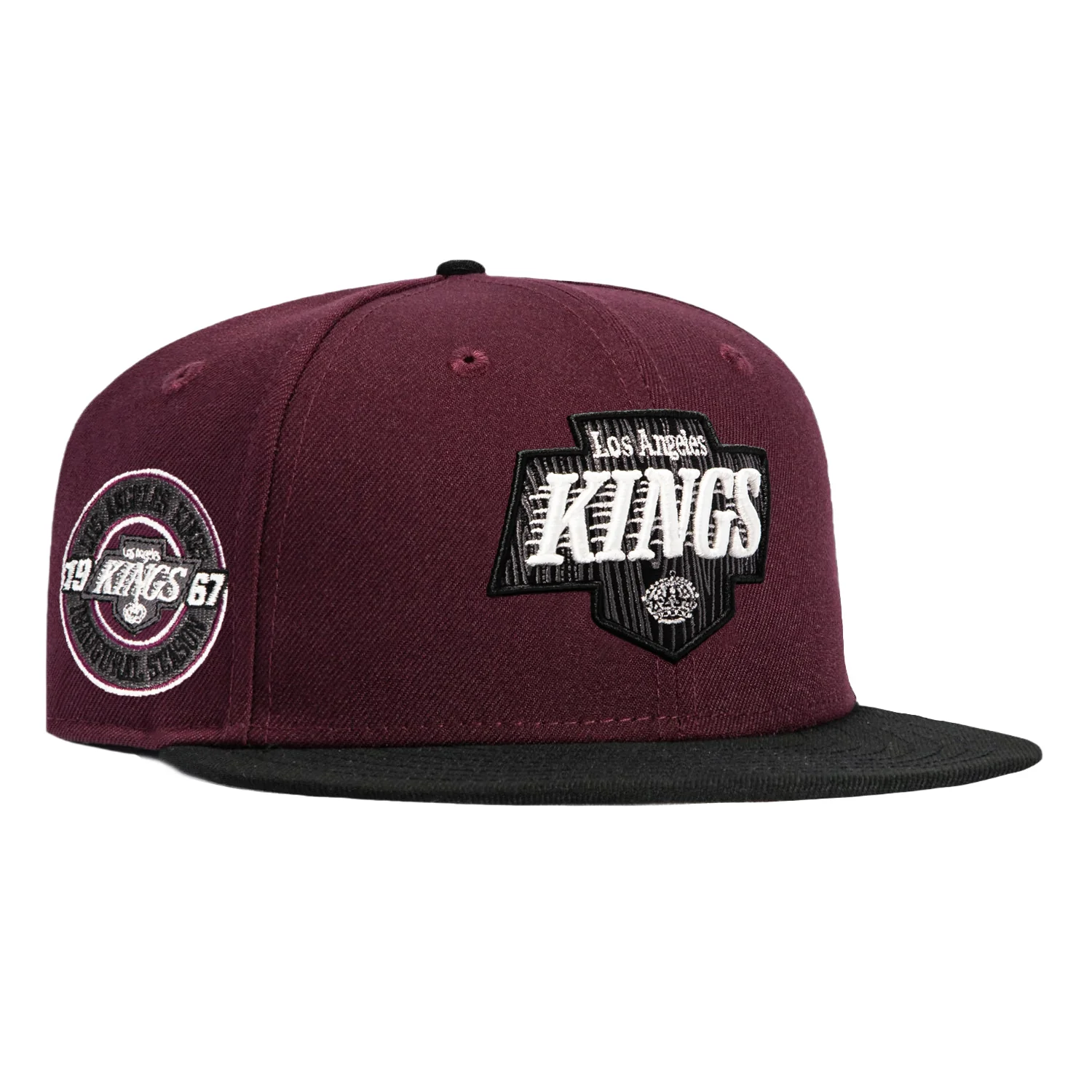 New Era 59Fifty Wood Grain Los Angeles Kings Inaugural Patch Hat - Maroon, Black