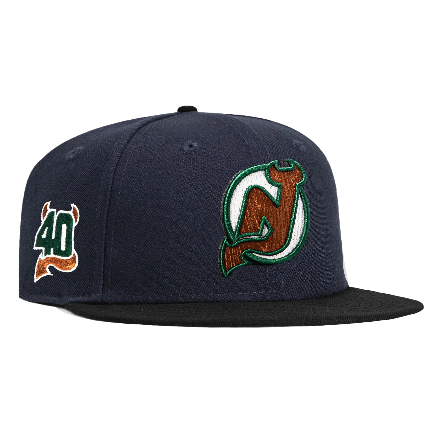New Era 59Fifty Wood Grain New Jersey Devils 40th Anniversary Patch Hat - Navy