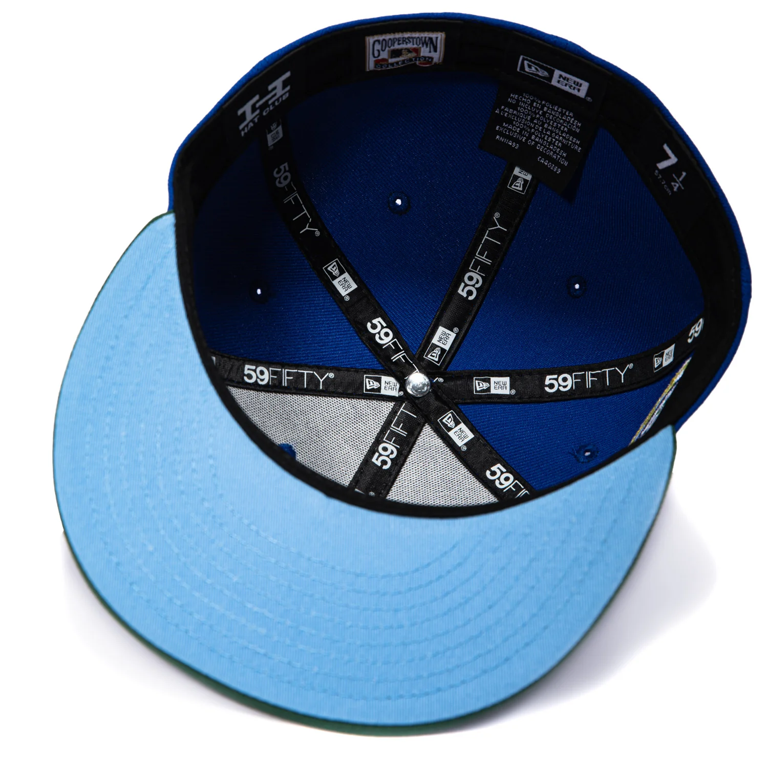 New Era 59Fifty Trophy Tour Brooklyn Dodgers 1942 All Star Game Patch Stars Light Blue UV Hat - Royal, Green - Image 2